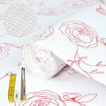 Shelf Liners for Kitchen Cabinets 17in x 20FT Non Adhesive Drawer Liner Red and White Floral Thickened Shelf Liner Paper Strong Non-Slip Easy to Clean for Tool Box with Knife and Tape Measure