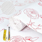 Shelf Liners for Kitchen Cabinets 17in x 20FT Non Adhesive Drawer Liner Red and White Floral Thickened Shelf Liner Paper Strong Non-Slip Easy to Clean for Tool Box with Knife and Tape Measure