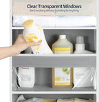 Yecaye Over the Door Organizer 5 Tiers, Heavy Duty Hanging Storage with 5 Large Clear PVC Pockets and 10 Side Pockets, 56lbs Capacity for Closet Door Bathroom Bedroom Nursery Dorm Laundry Room, Grey
