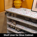 Leaf Floral Shelf Liners Non Adhesive and Strong Non-Slip Shelf and Drawer Liners for Kitchen Cabinet Wire Fridge, Waterproof Shelf Drawer Liner,Easy to Clean,12IN x 10FT