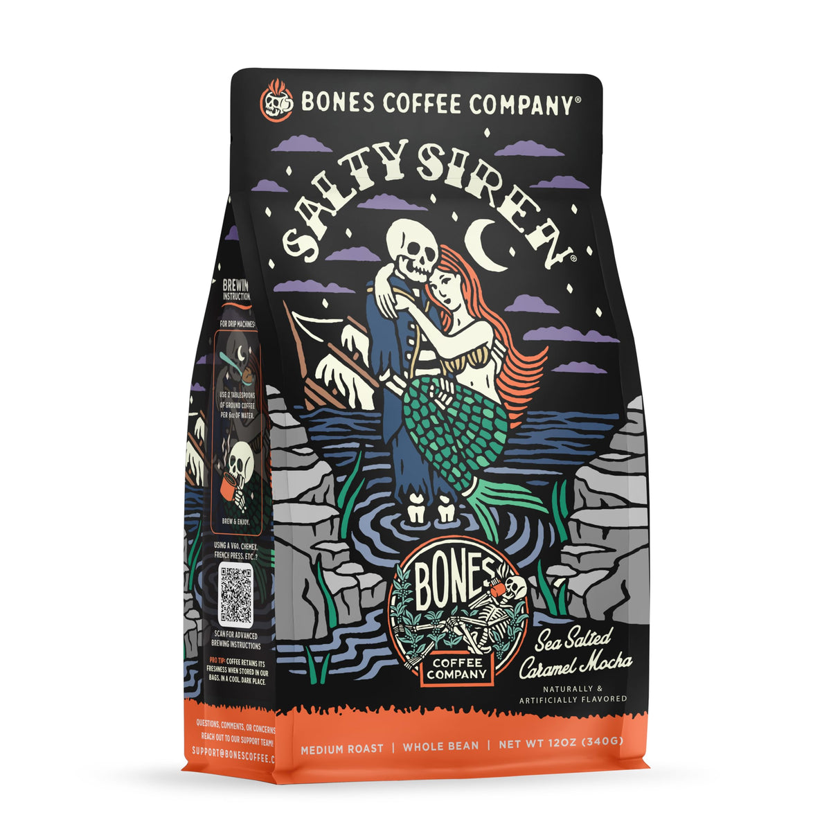 Bones Coffee Company Blueberry Blast Cake, Blueberry Pancakes Flavored Coffee, Medium Roast Low Acid Arabica Beans Compatible with Auto drip and French Press Coffee Maker, 12 Oz Whole Bean