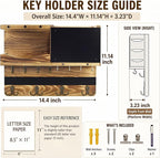 Key Holder for Wall Mount with Shelf and Mail Organizer, Key and Mail Holder with 16 Hooks, Farmhouse Entryway Organizer, Home Decor Rack(Pine Wood, Wood Color)