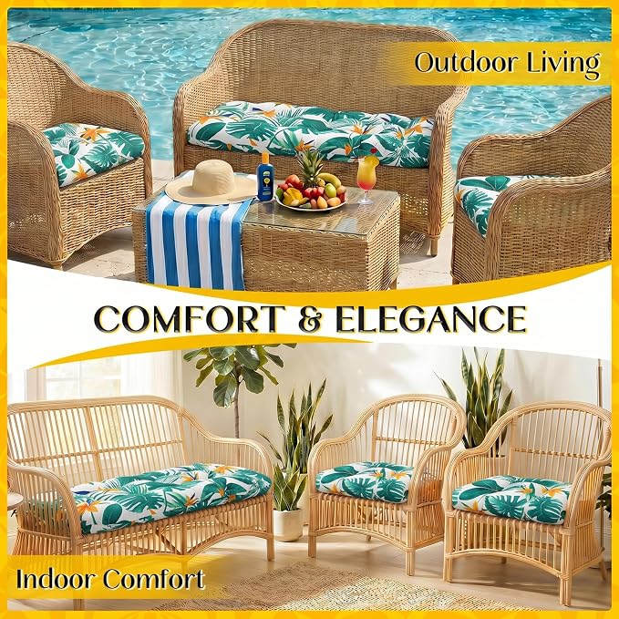 1 MIDDLE ONE Wicker Chair Cushions 3 Pieces Set