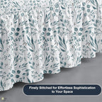 Cottington Lane Ruffled Bed Skirt Full Size with Split Corner, Brushed Microfiber Hotel Quality Dust Ruffle, 18" Drop Gathered Bedskirt, Soft, Stylish, Shrink & Fade Resistant, Tranquil Green Petals