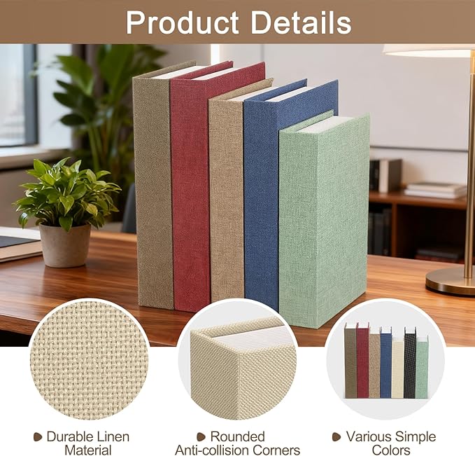 uxcell Decorative Books, 10.6 x 6.7 Linen Fake Books for Decoration Faux Decor Book for Modern Aesthetic Home Office Coffee Table Shelf Desktop Display, Beige