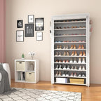 ROJASOP 10 Tier Shoe Rack with Covers Large Capacity Stackable Tall Shoe Shelf