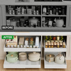 PAKETA 2 Pack Expandable Pull Out Cabinet Organizer, 21'' Deep Pull Out Drawers for Cabinets, Upgrade 3 Slide Rails Sliding Drawers for Cabinets with Adhesive Nano Film (White, 21"D X 12-20"W)