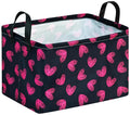 Rectangular Valentines Basket Storage Bin for Shelves Girls Gifts Baskets Foldable Box with Handles for Home Office Car Dormroom Valentine's Day Party Supplies