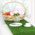 Ruisita Artificial Grass Table Runners 12 x 120 Inch Synthetic Grass Table Runners Grass Rug Table Decorations for Spring Summer, Wedding, Baby Shower, Party Decor