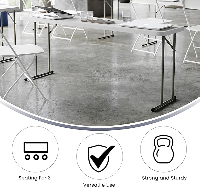 Flash Furniture Kathryn 10 Pack 6-Foot Rectangle Granite White Plastic Folding Training/Seminar Table