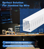 ZhiYo H1.6in W1.2in Professional Server Rack Cable Management Raceway, 99in (6 x L16.5in) Cable Raceway Kit, Electrically Safe PVC Open Slot Wire Raceway for Under Desk/Computer/Network Cords, White