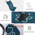 Smiry Dog Door Mat for Muddy Paws, Absorbent Dirt Trapper Non Slip Quick Dry Washable Chenille Mat for Mud Dogs, Entry Rug for Indoor and Outdoor (24x16 Inches, Atlantic Blue and White)