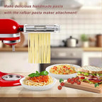 Pasta Maker Attachment for KitchenAid Mixer, 3-in-1 Metal Roller & Cutter