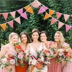 Zwiebeco 39Ft Orange Pink Fabric Bunting Banner Triangle Flags Party Decorations Hanging Cotton Garland Pennant for Engagement Wedding Baby Shower Birthday Festivals Nursery Home Outdoor Garden