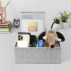 Posprica Drawer Organizer Bins,Woven Strap Storage Box Cube Basket Containers Divider for Organizing drawers, Shelves, Closets, Cabinets, Dressers and Countertops,set of 4, Light Grey