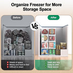 Freezer Organizer Bins, 6 Pack Stackable Deep Chest Freezer Organizer Bins, Foldable Freezer Baskets with Handles, White Freezer Storage Organizer Baskets for 7 Cu.FT Deep Freezer Sort Frozen Meats