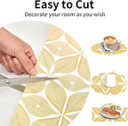 Shelf Liners for Kitchen Cabinets 12in x 30FT, Non Adhesive Cabinet Liner Strong Non-Slip Golden Leaf Drawer Liner, Easy to Clean for Shelf, Cabinet with Knife and Tape Measure