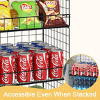 4 Pack Stackable Wire Baskets for Pantry Organizers and Storage, Large Pantry Basket for Snack Organizer, Foldable Fruit and Vegetable Storage Bin Store Can Onion Potato for Kitchen Cabinet/Countertop