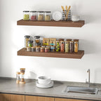 Dreamland 40" Floating Shelves for Wall, 12" Deep Thicker Walnut Floating Shelves, Wall-Mounted Shelves for Bedroom, Living Room, Kitchen, Bathroom - Set of 2