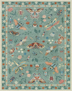 Lahome Insect 9x12 Area Rugs for Living Room Bedroom, Soft Washable Rugs 9x12 Stain Resistant, Ultra-Thin Non-Slip Non-Shedding Accent Carpet for Dining Room Office, Green