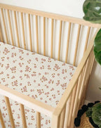 Muslin Bedside Bassinet Sheets 2 Pack, 33x20 Fitted Ultra Soft & Breathable Bedside Sleeper Sheets, Ideal for Baby Girl and Boy, Perfect for Newborns (Floral & Pink)