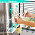 HapiRm 3 Tier Over the Door Shower Caddy, Hanging Shower Caddy with 16 Hooks and 2 Soap Holders, No Drilling Adjustable Hanging Bathroom Organizer - White
