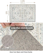 Enkor Area Soft Rugs 9x12 Washable Non Slip Boho Floor Rugs for Living Room Bedroom, Vintage Style Farmhouse Mat for Kitchen Entryway White & Grey