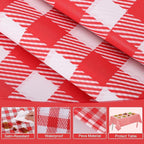 6 Pack Red and White Checkered Tablecloth, 54 X 108Inch Plastic Red Gingham Table Cloth Disposable Spring Picnic Tablecloth Waterproof Red Checkered Table Cover for BBQ Picnic Barbecue Birthday Party