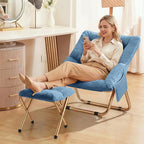 Kasunpul Comfy Saucer Chair, Foldable Living Room Chairs, Soft Faux Fur Lounge Chair for Bedroom, Reading Chairs for Adults, Teens, X-Large (Blue)