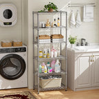 Golpart 5 tire Shelves Storage Wire Shelving Unit Metal Shelf Adjustable Organizers Storage Shelving for Bathroom Laundry Room Kitchen Pantry12”D x 22”W x 69”H Silver