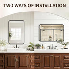 FICTOR Bathroom Mirror, 2 Pack 30"x20" Black Framed Vanity Mirror for Wall, Shatterproof &Anti-Rust Bathroom Mirrors for Over Sink, Bedroom, Living Room, Entryway, Vertical/Horizontal Mount