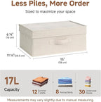 StorageWorks Storage Bins with Lid, Decorative Fabric Storage Bins with Handles, Stackable Closet Organizers for Shelves and Bedroom, Small, Khaki and Beige Stripes, 2-Pack
