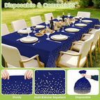4 Pcs Navy Blue Plastic Tablecloth Gold Dot Blue Table Cloths, 54×108 inches Disposable Gold Dot Confetti Dark Blue Table Cover for Anniversary Friendsgiving Fine Dining Graduation Party Decoration…