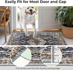 KOZYFLY Boho Area Rug 9x12 Ft Thin Rugs for Living Room Washable Bedroom Rug Non Slip Rugs for Living Room Gold Navy Printed Faux Wool Vintage Bedroom Rug Floor Carpet for Dining Room