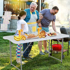 FDW 4FT Folding Table Half Portable Foldable Table Picnic Table for Office Home Camping Party (White, 4 FT)