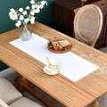NEWISHER Farmhouse Rustic Table Runner Solid White Rectangular Table Runners Faux Linen Table Runner for Everyday Use Kitchen Dining Party Table 13x36 Inch