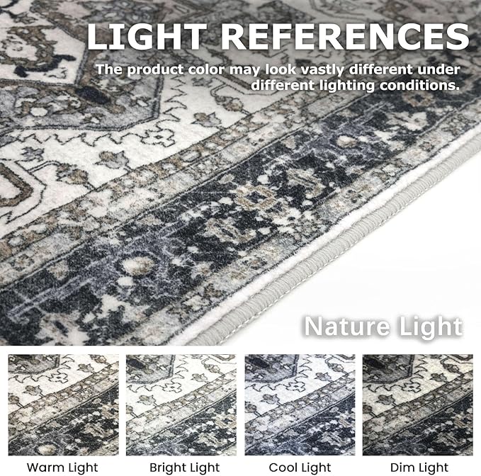 KOZYFLY Long Runners for Hallways 2x10 Ft Washable Kitchen Runner Rug Boho Style Entryway Rug Indoor Printed Faux Wool Stair Runner Carpet for Stairs Bedroom Kitchen Hall, Black/Taupe/Beige