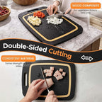 Earth's Dreams Composite Wood Cutting Board Set of 3 – Built In Juice Groove, Non-Toxic Cutting Boards for Kitchen – Large, Medium & Small Non-Slip Wood Charcuterie & Chopping Boards (Black/Tan)
