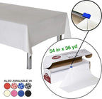 Neatiffy Disposable Plastic Table Cloth Roll | 54 in x 108 Ft Waterproof Tablecloth | Table Cover for Rectangle, Square, Round Oval Tables | Picnic, Party, Banquet, Birthdays, Weddings - White