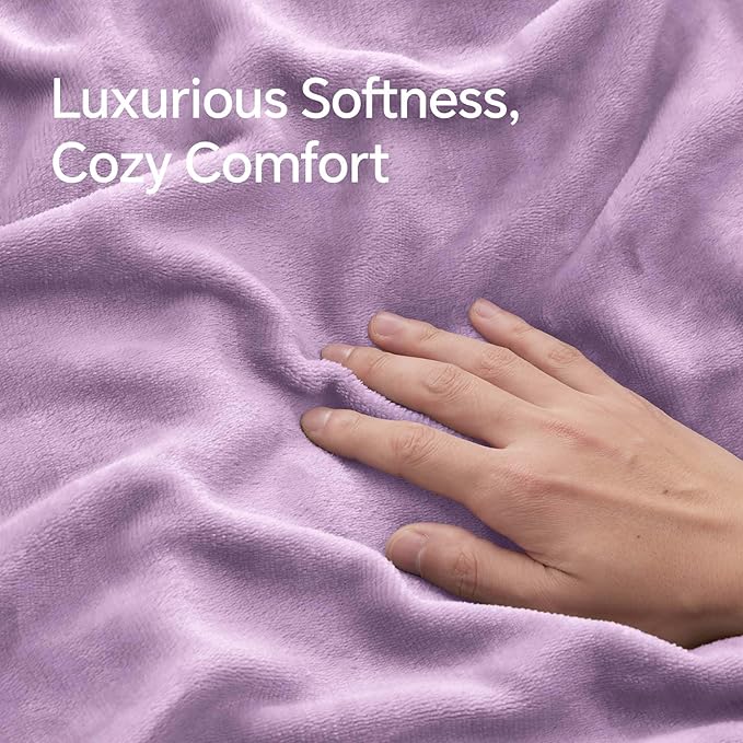 BEDELITE Flannel King Size Pillow Cases Set of 2, Super Soft Fleece Pillowcases with Zipper for Bedroom, Sofa, Couch,Luxury Cozy Fuzzy Velvet Pillow Shams for All Seasons(20x40 Inches,Lavender)