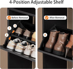 Shoe Storage Cabinet, Wood Shoe Organizer for Entryway with 3 Flip Drawers, Freestanding Shoe Rack with Adjustable Shelf, Narrow Shoe Dresser for Front Door Entrance(Black, 78.74" x 31.5" x 9.37")