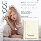 Mayfair Linen 100% Cotton Twin XL Sheet Set - 500 Thread Count Sheets Twin XL Size 3 PC Set (Ivory), Soft, Cooling, Hotel-Quality 16" Deep Pocket Sateen Weave Cotton Bedsheet for Dorm Room