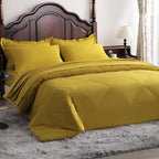 NTBAY King Comforter Set with Sheets, 7 Pieces Soft and Breathable King Bedding Set, Bed in a Bag, Down Alternative Comforter Set Solid Color All Season, King Bedding Set, Yellow