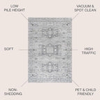 JONATHAN Y Modern Vintage Medallion Light Grey Indoor Area Rug, 4x6, Country, Floral, Easy-Cleaning for Living Room, Bedroom, Kitchen, Pet Friendly, Non-Shedding (MDP108B-4)