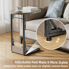 Elbourn Folding Side Table End Couch Tables,Metal Frame C-Shaped TV Stand for Sofa Living Bedroom Bedside Coffee Small Spaces (Gray)