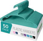 NEATERIZE Clothes Hangers Plastic 50 Pack for Adults - Plastic Hangers, The Perfect Coat Hanger and Space Saving Clothes Hangers for Closet, Percheros Ganchos para Colgar Ropa Hangars - Hangers