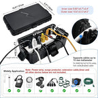 Hrensaw Medium Outdoor Electrical Box(10.6x5.5x4.5inch),IP54 Waterproof Extension Cord Cover w/6 Cable Entry,Weatherproof Connection Box Protect Power Strip,Timer,Plug,Holiday Lights,Black