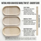 YKAJO Oval Real Marble Tray for Bathroom Kitchen Counter Stone Decorative Vanity Tray for Dresser Perfume Heavy Catchall Organizer for Soap Jewelry (Wooden Vein Beige, 11.8" x 5.9")