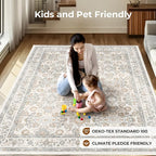 WITSHOCK Living Room Area Rugs 5x7: Soft Non-Slip Backing Washable Rugs Vintage Large Carpet for Bedroom Office Dining Room Kitchen Stain Resistant Home Decor Rug