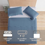 IR Imperial Rooms California King Quilt Bedding Set Size (118"x106") + 2 Pillow Shams (20" x 36"+ 2") - 3 Pcs All Season Reversible Microfiber Coverlet Embossed Quilt Bedspread (Light Blue)